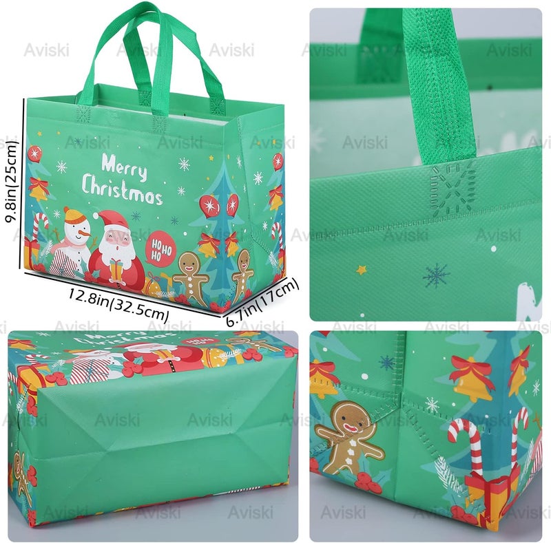 Axiski 24PCS Christmas Tote Treat Non-Woven Gift Bags with Handles for Gifts Wrapping Shopping, Xmas Party Supplies, 12.8 * 9.8 * 6.7inch - Image 2
